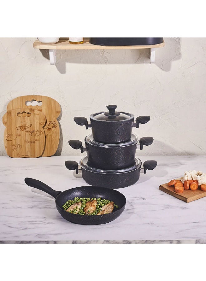 Karaca Biogranit Azelya 7-Piece Cookware Set  -Black/Gold - Image 5